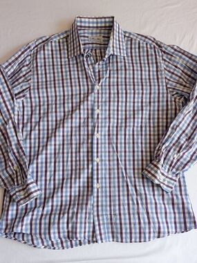Bruce Field Men's XL Long Sleeve Button Down Shirt Blue Purple Plaid Checked
